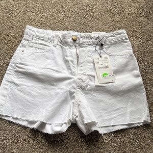 Zara White Denim Raw-Hem Jean Shorts